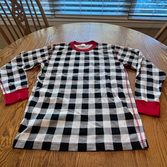 Hanna Andersson Women's Long John PJ Pajama Top Organic Cotton Black Cream L EUC - Picture 1 of 5